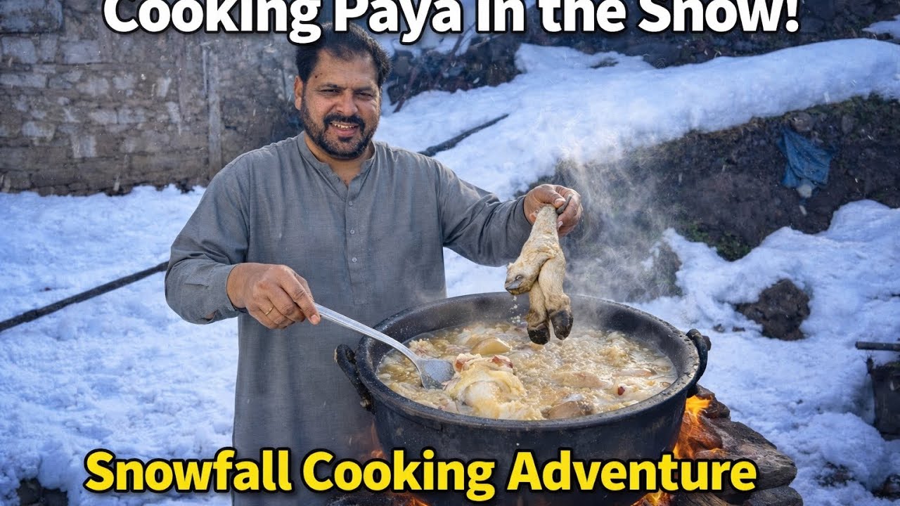 Cooking Snow in Mountain Paya | Thambmi Special | Winter Village Food