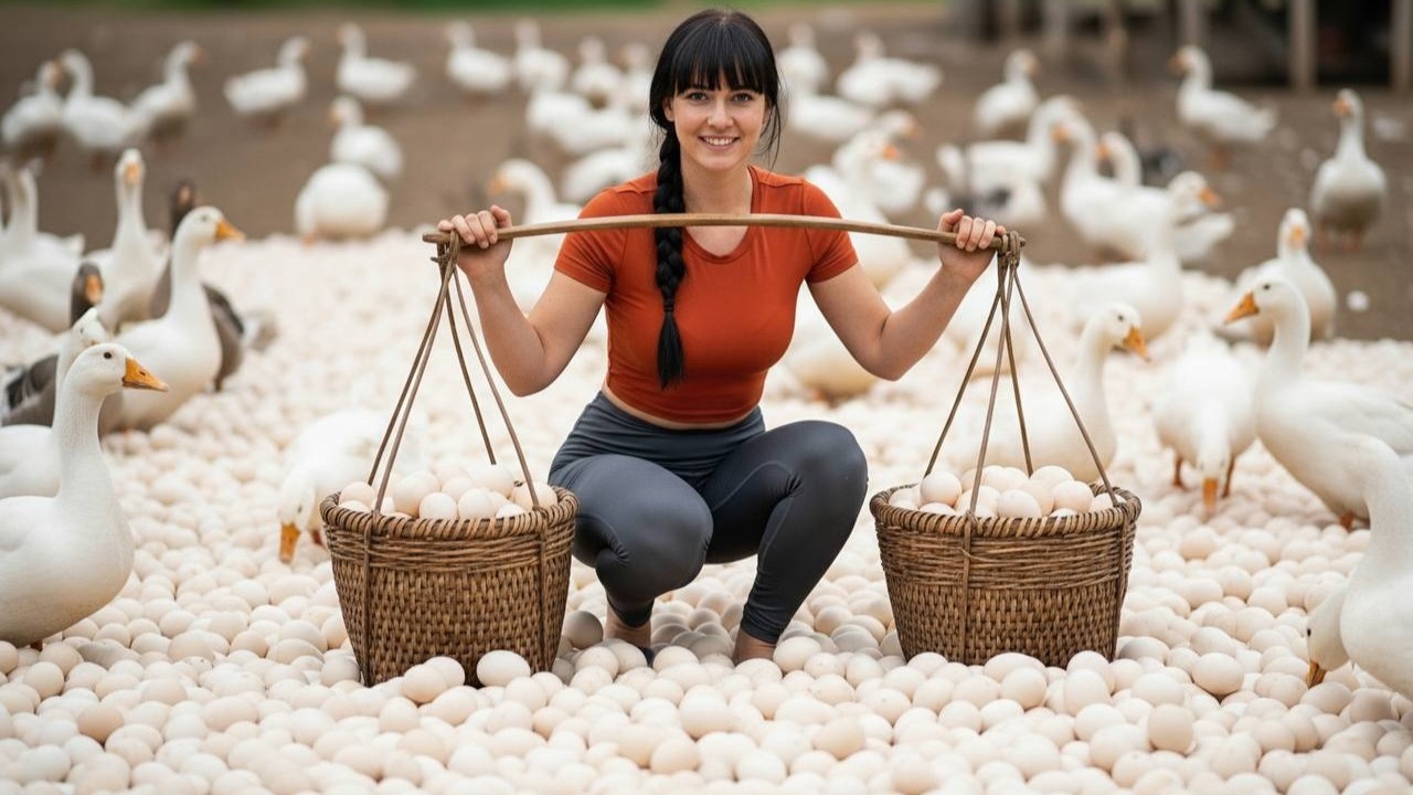 Muscovy Duck Farm in the Countryside Egg Harvesting - Raising Muscovy Ducks