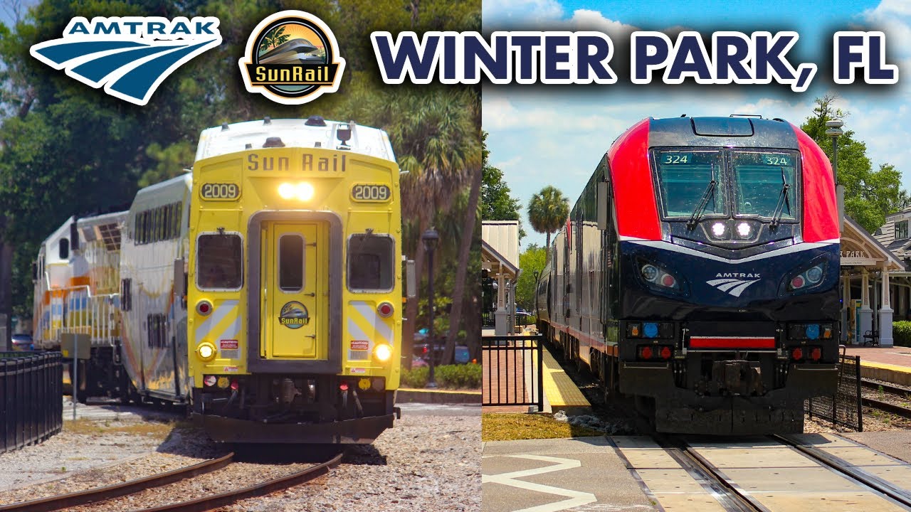 Amtrak & SunRail Trains in Winter Park, FL - May 2024