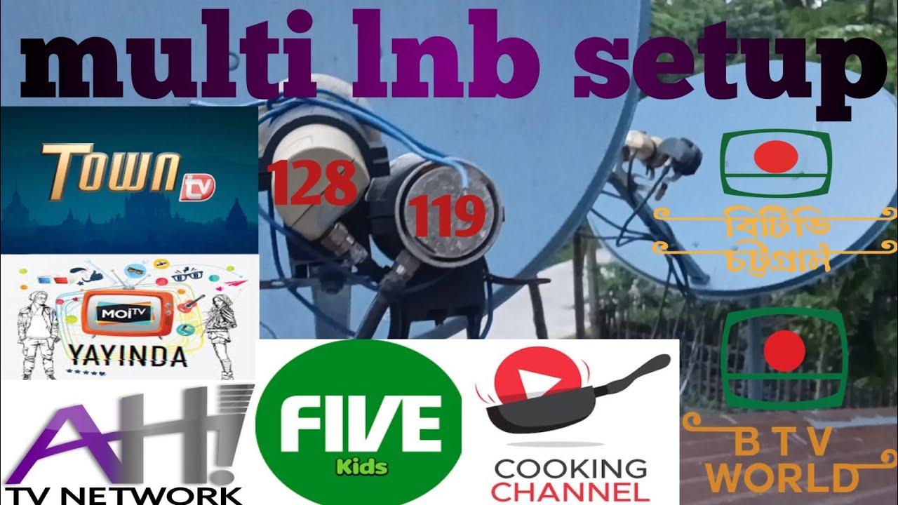 satellite Laosat 128°east ke sath Bongobondhu 119°east || 2 feet 📡 antena multi lnb setup