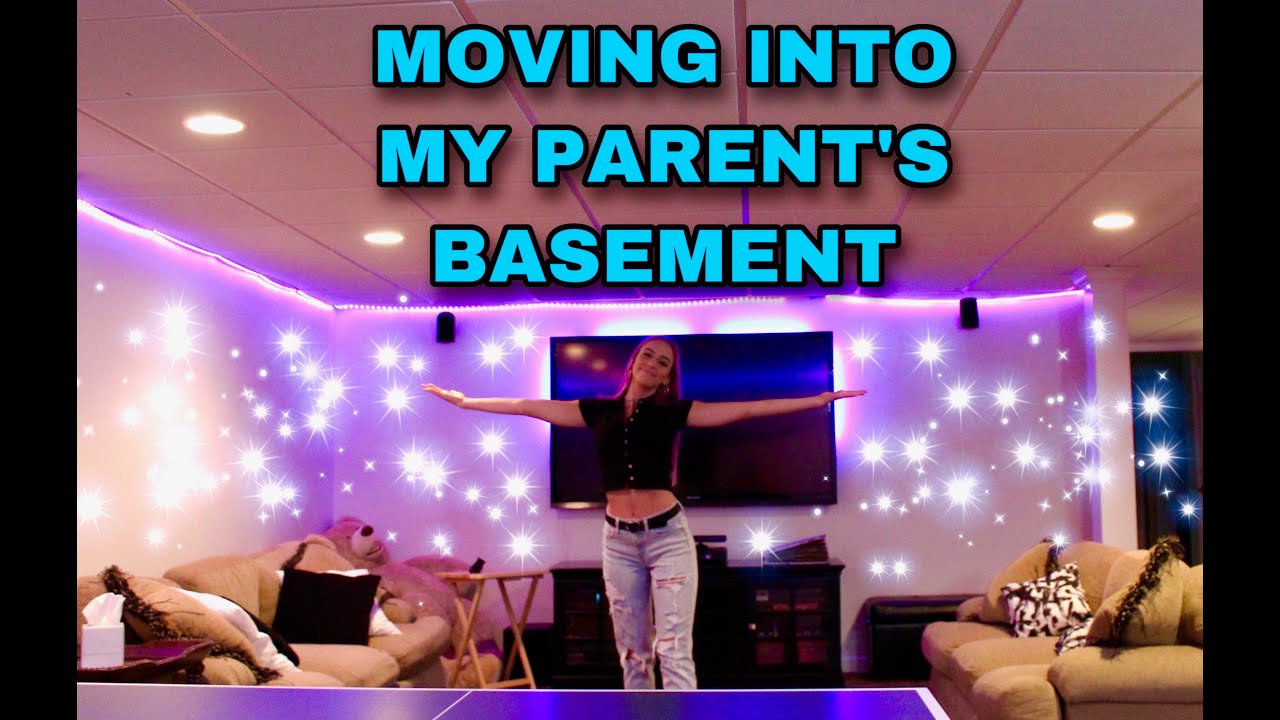 I MOVED INTO MY PARENTS' BASEMENT?!?!?!?!?!? (room tour)