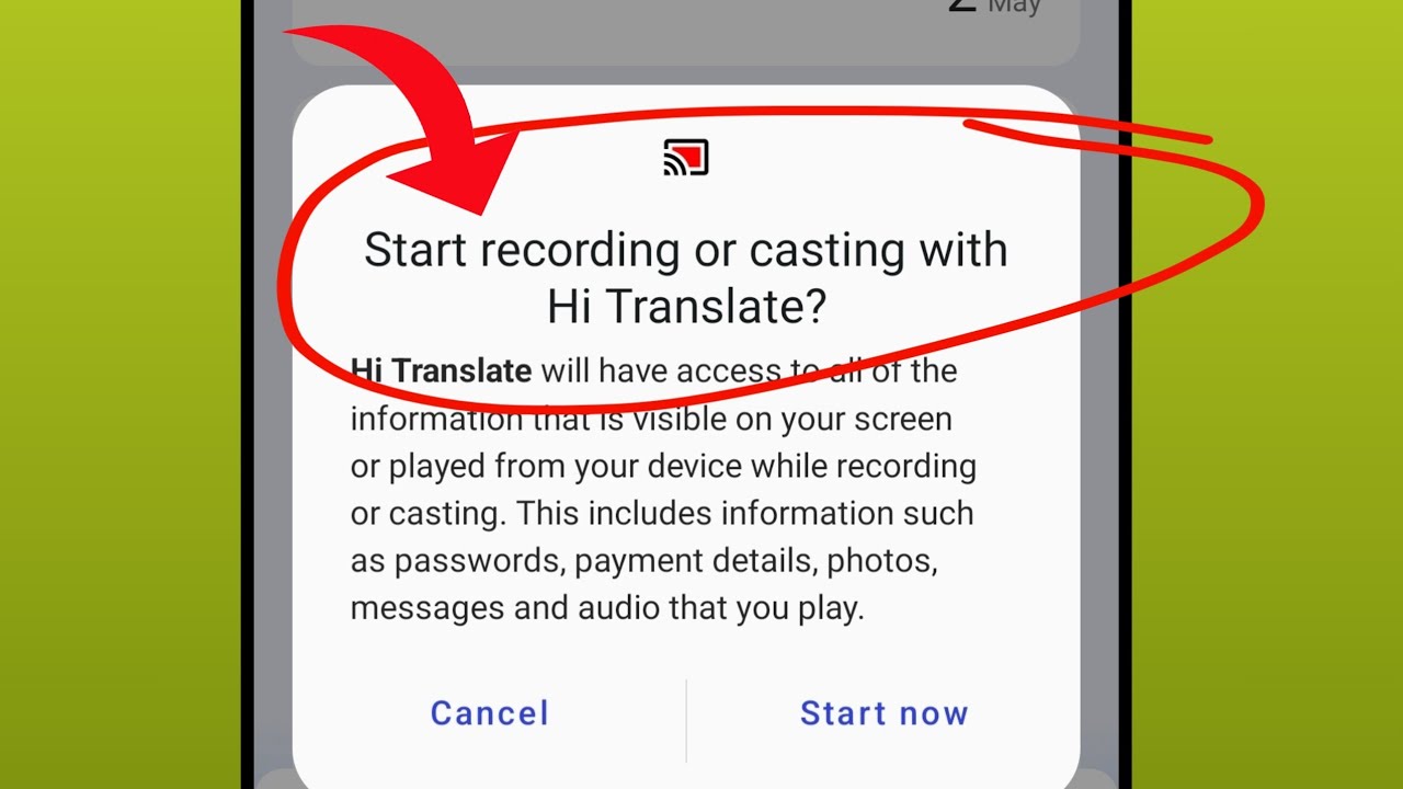 start recording or casting with hi translate problem