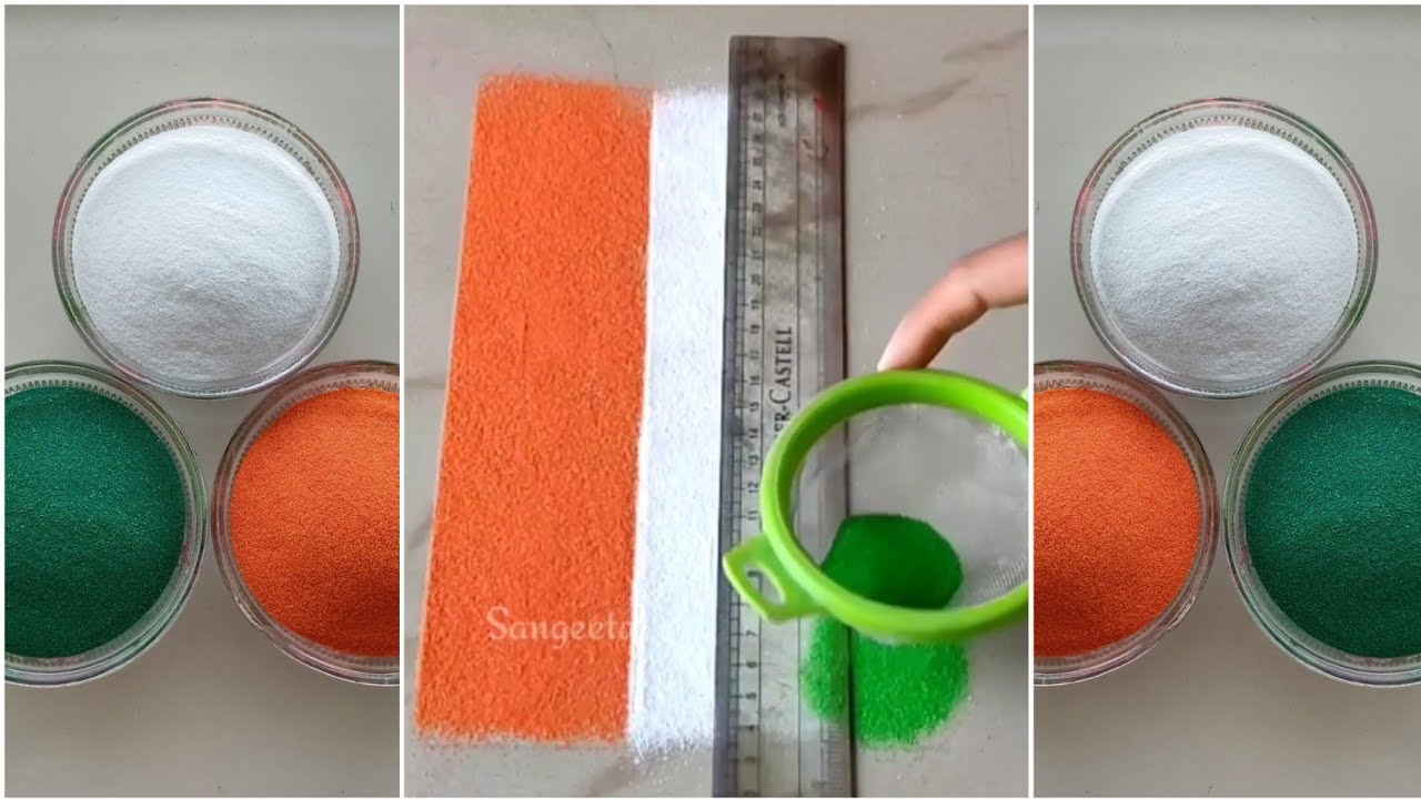 आसान गणतंत्र दिवस रंगोली बनाना सीखे - चाय की चलनी से रंगोली बनाने की ट्रिक, New Rangoli Design Trick