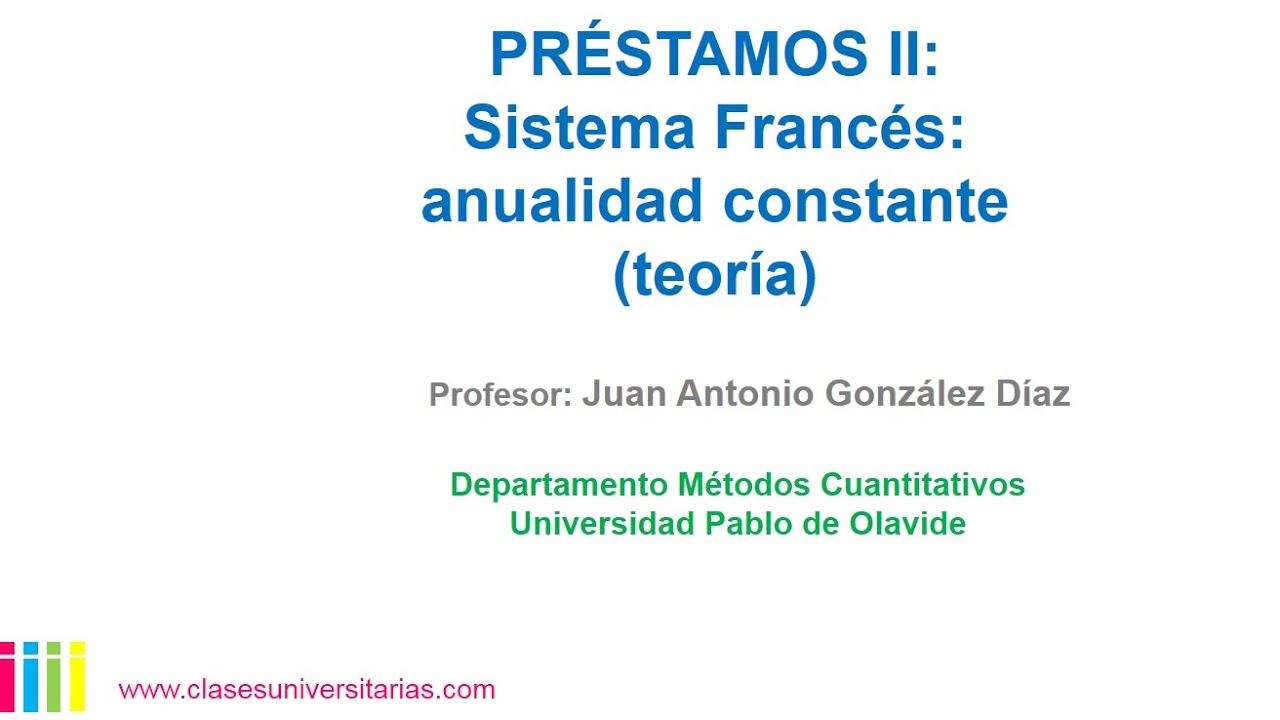Matemáticas Financieras. Préstamos con anualidad constante