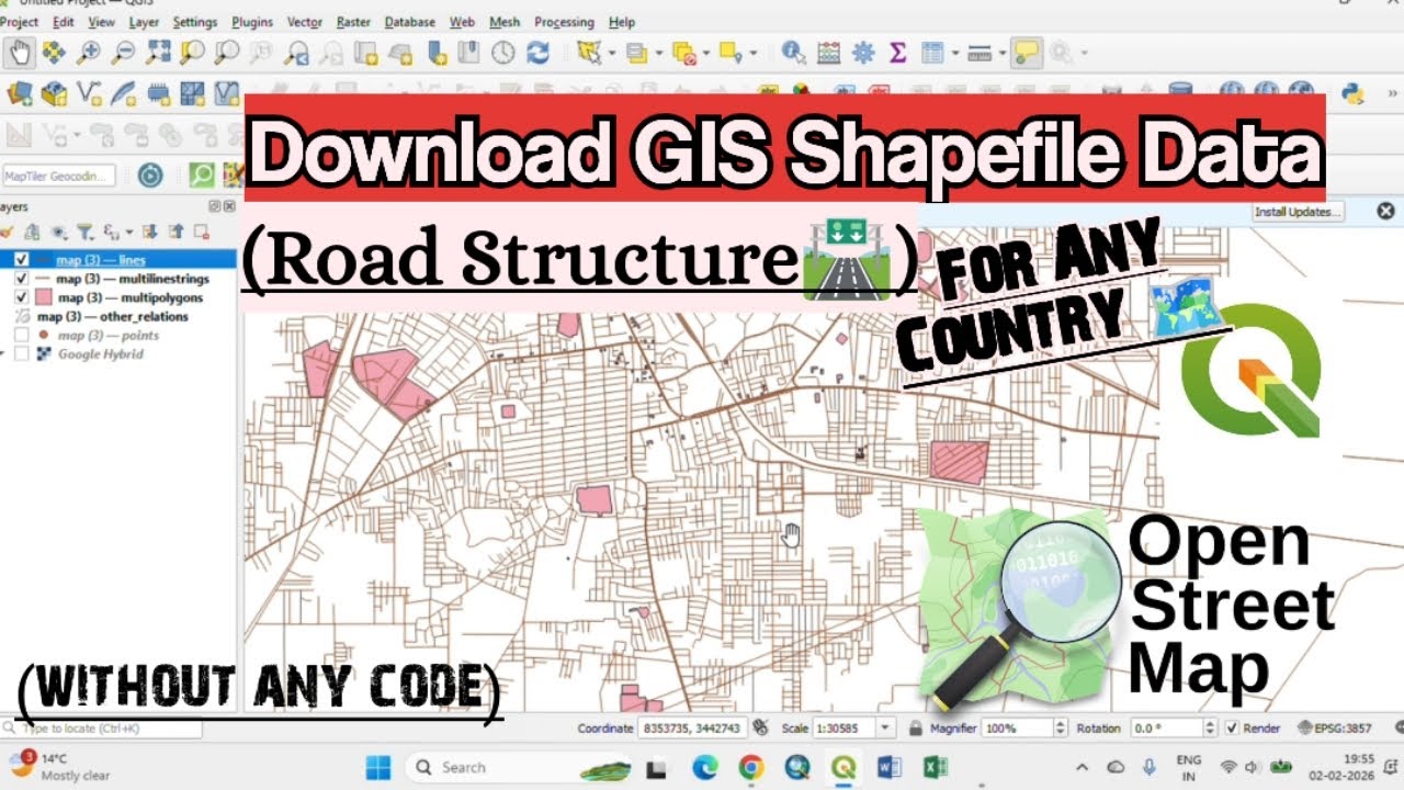 Download GIS Shapefile Data (Road Structure) for any Country। Shapefile Download only 5 minutes.