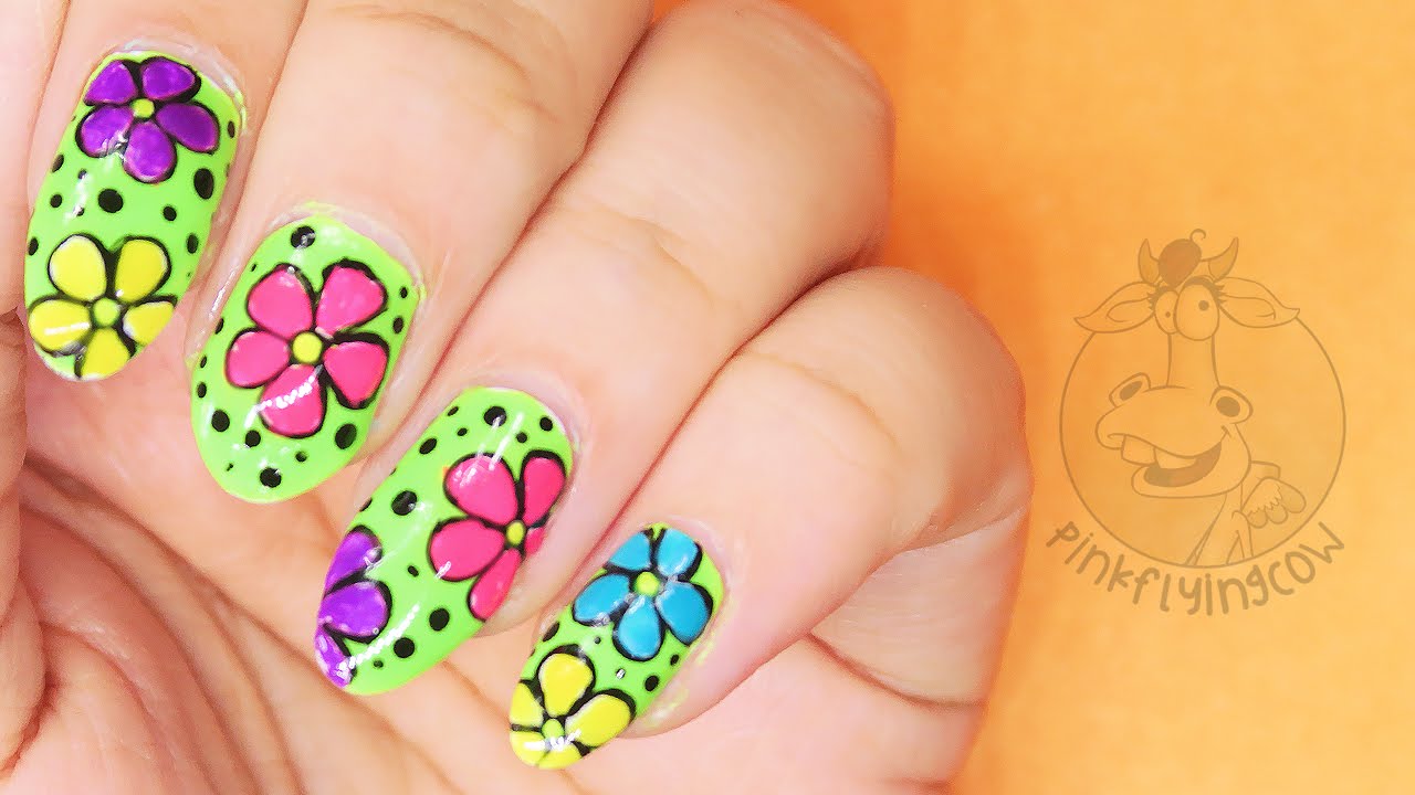 Neon Flowers Nail Art Tutorial // Colorful Floral Nail Art Design for Spring & Summer