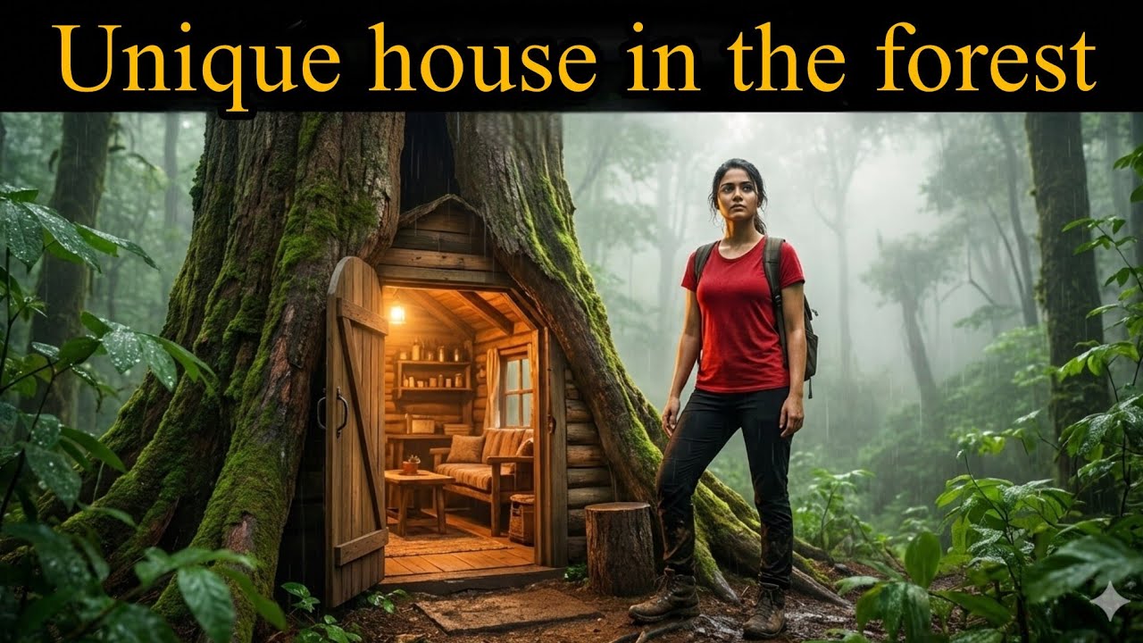 Building a Hidden Home Inside a Tree Trunk | Forest Survival Story |Bushcraft Survival Story