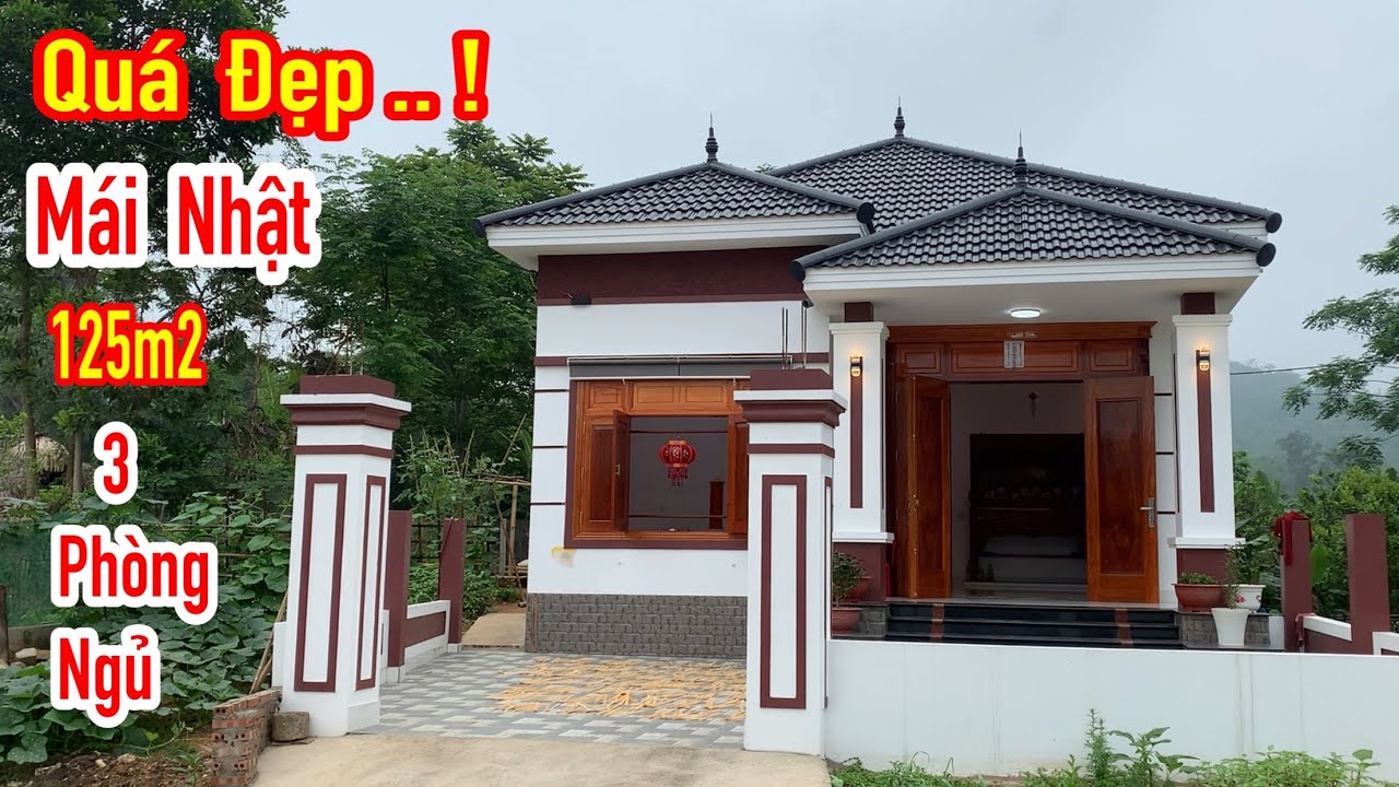 Mẫu nhà mái Nhật cực kỳ đẹp. Tổng diện tích 125m2. 3 phòng ngủ.
