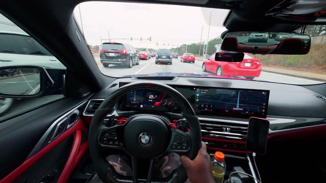 POV CALM SWIMMING THROUGH TRAFFIC IN 720HP 2024 BMW M4 COMP - PURE AUDIO