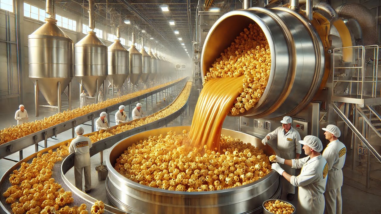 How Caramel Corn Is Made In Factory | Candy Pop Snickers Production