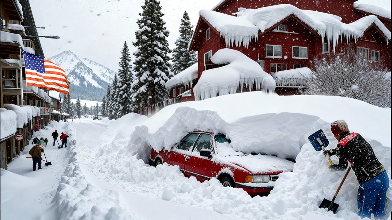 California, USA is Freezing !❄️ Homes and Vehicles Buried Under Mountains of Snow in Mammoth Lakes