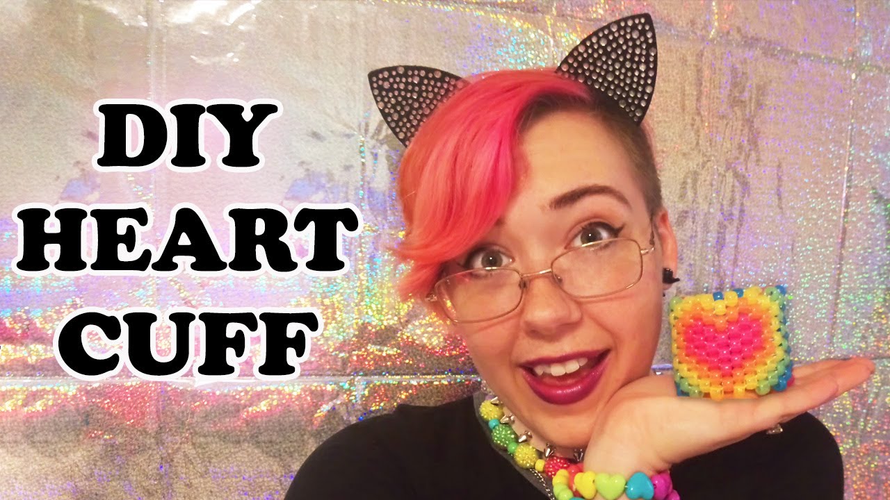 Rainbow Heart Kandi Cuff Tutorial
