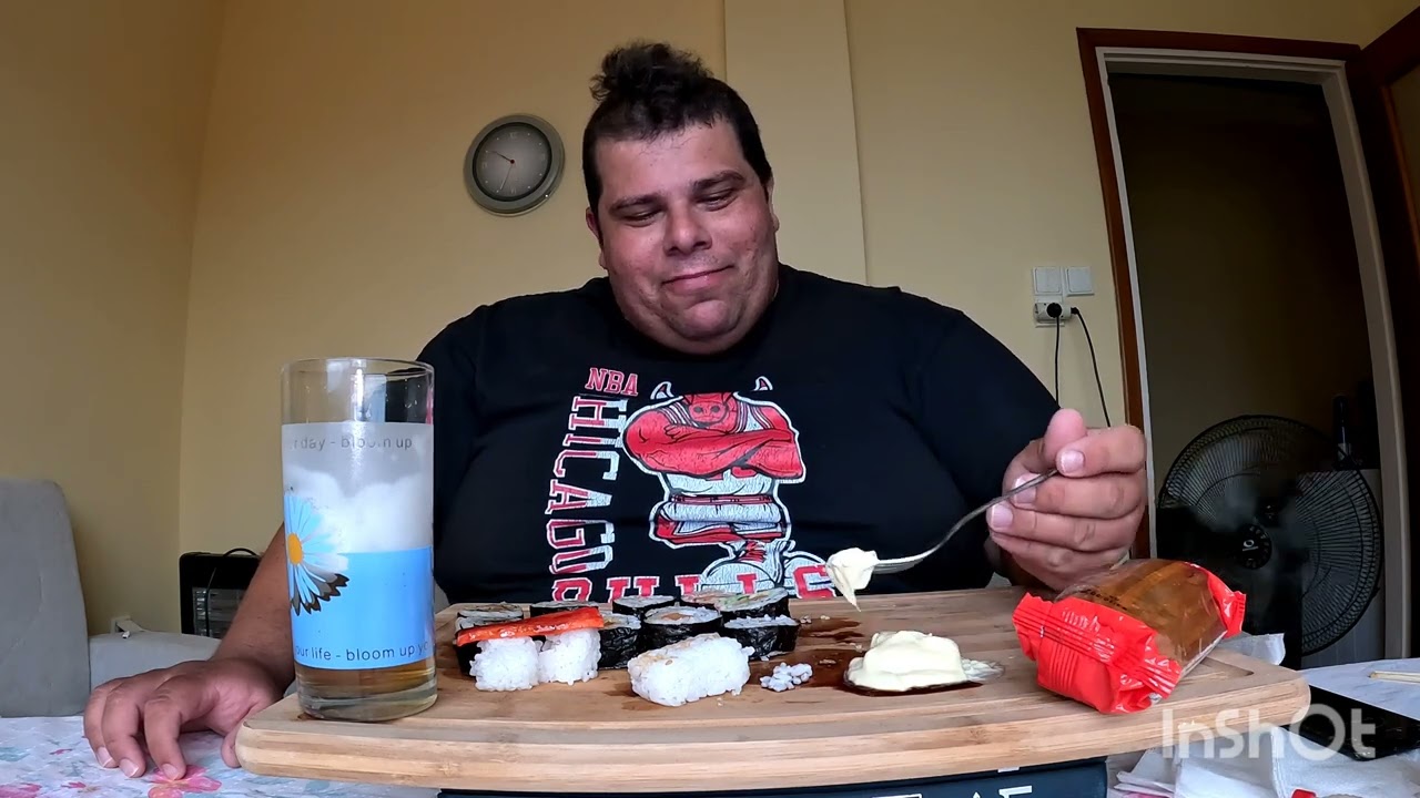 Tasty, 🙂 Delicious Greek Dinner 🐟Sushi, Beer🥤 and Tulumba. ASMR, MUKBANG ENJOY!! (Talking) 😊
