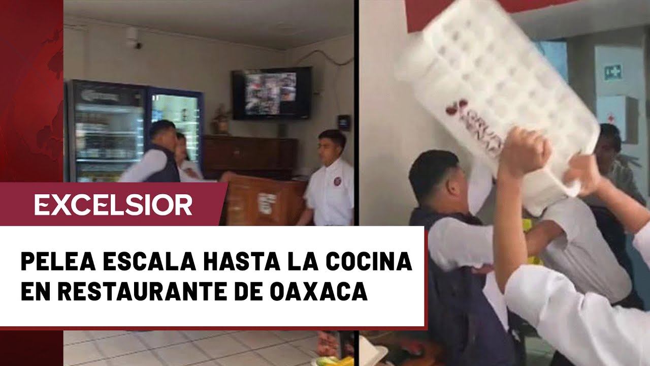 Riña en restaurante de Oaxaca: clientes y meseros se enfrentan a golpes y queda en video
