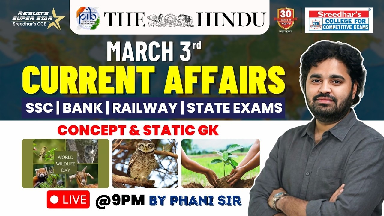 🔴Live | Daily Current Affairs in Telugu | March 3rd | Latest & Important News | PHANI SIR