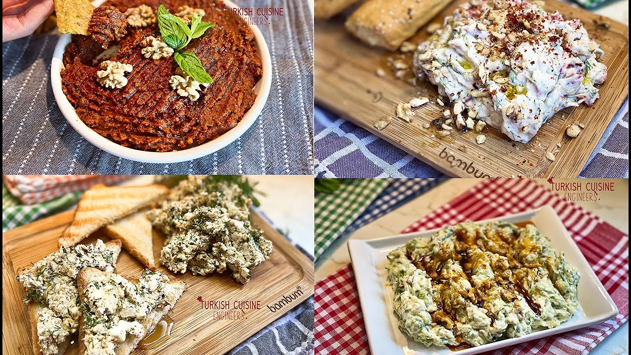 4 Different Turkish Appetizer Recipe ! Easy To Make ! 4 Farklı Meze Tarifi ! Hepsi Çok Kolay !