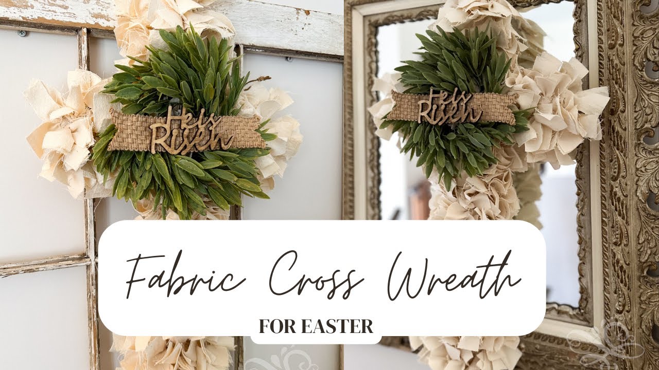 Dollar Tree Fabric Cross Wreath | DIY Rag Cross Wreath with Dollar Tree Cross Wreath