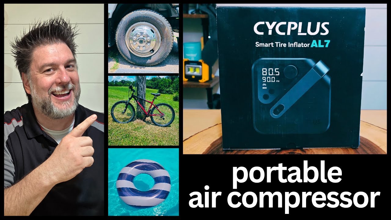 Przenośny kompresor powietrza i powerbank. Zasilany bateryjnie. Pompka do opon CYCPLUS AL7