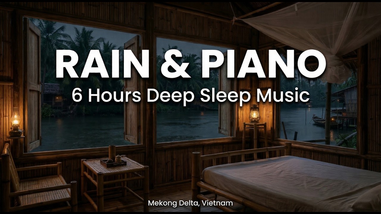 (No Ads) Rain & Soft Piano for Deep Sleep | Stress Relief, Relaxation | 6 Hours