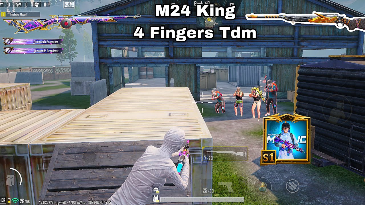 M24 KING 🤴IS BACK 🔥 4 FINGERS BGMI | PUBG 1 VS 4 