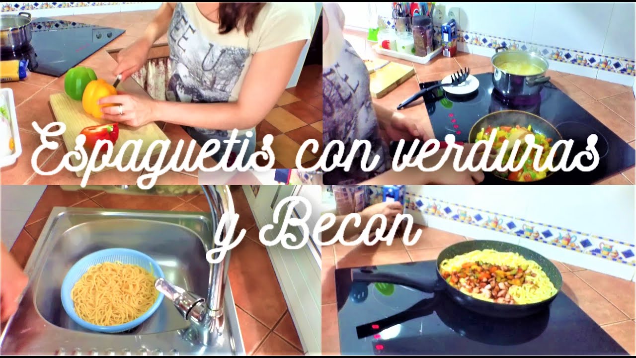 🕙¡Listo en 10 minutos! con sólo 3 ingredientes | ¡Deliciosos Espaguetis con verduras y becon!