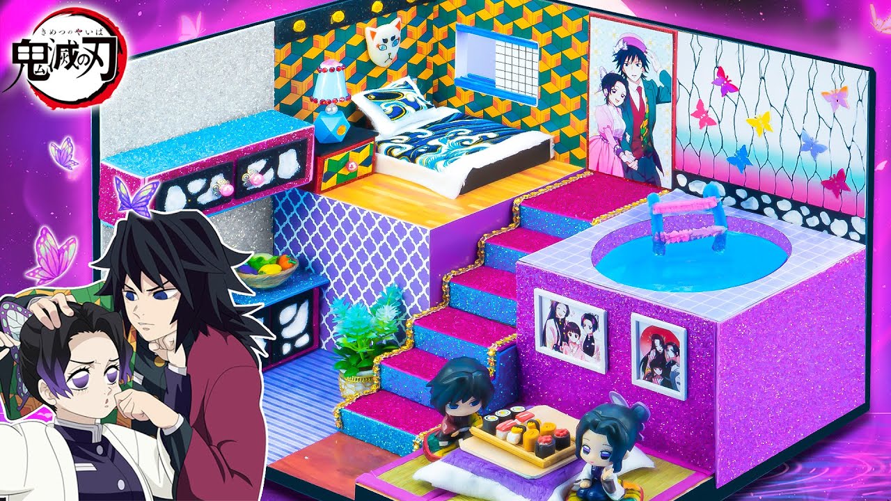 【鬼滅の刃】しのぶと義勇の愛の巣を作りました 💖 もしも胡蝶 しのぶは冨岡 義勇と結婚する ? 💖  きめつ夫婦のミニチュアドールハウスをDIY ❤️ リカちゃん 💖 Demon Slayer