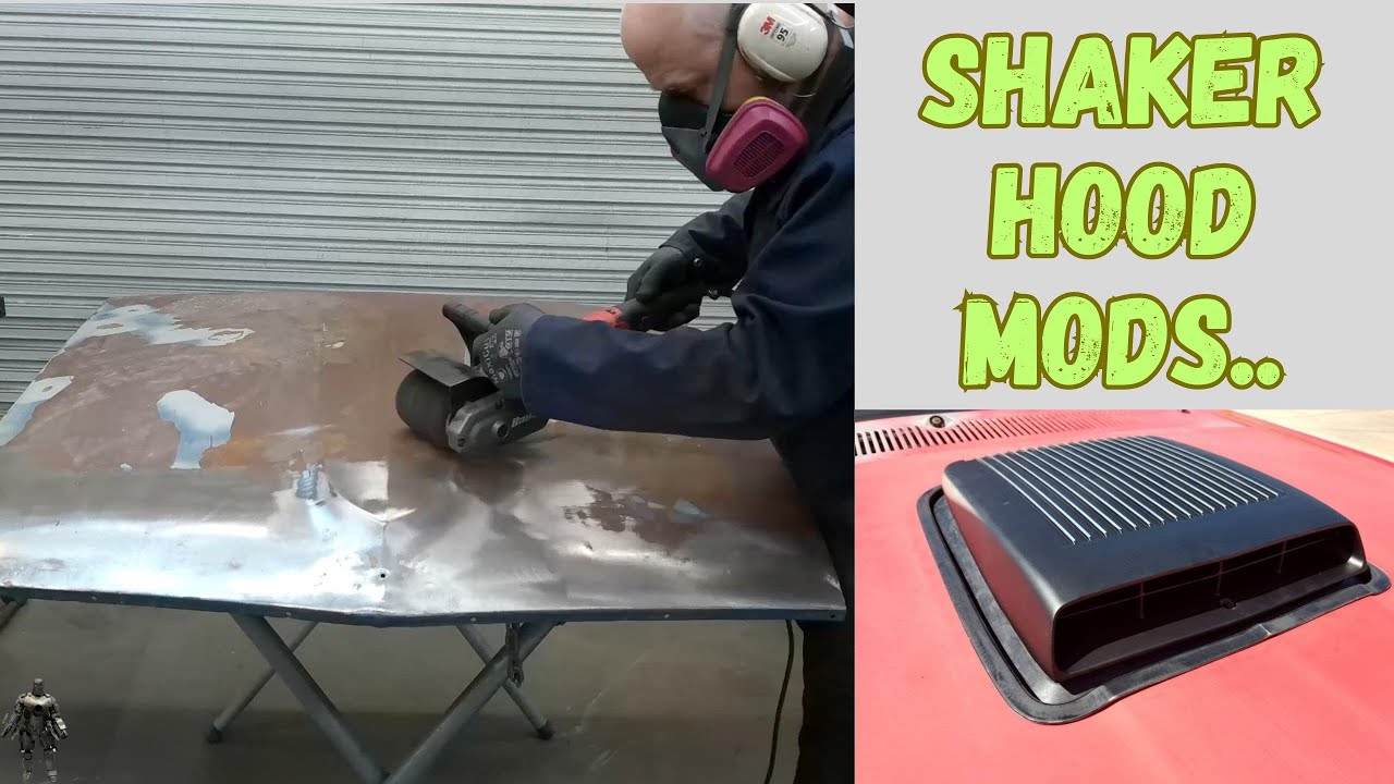 Modifying the replacement hood for the shaker hood scoop. Cobra jet 45. #mustang #howto #diy