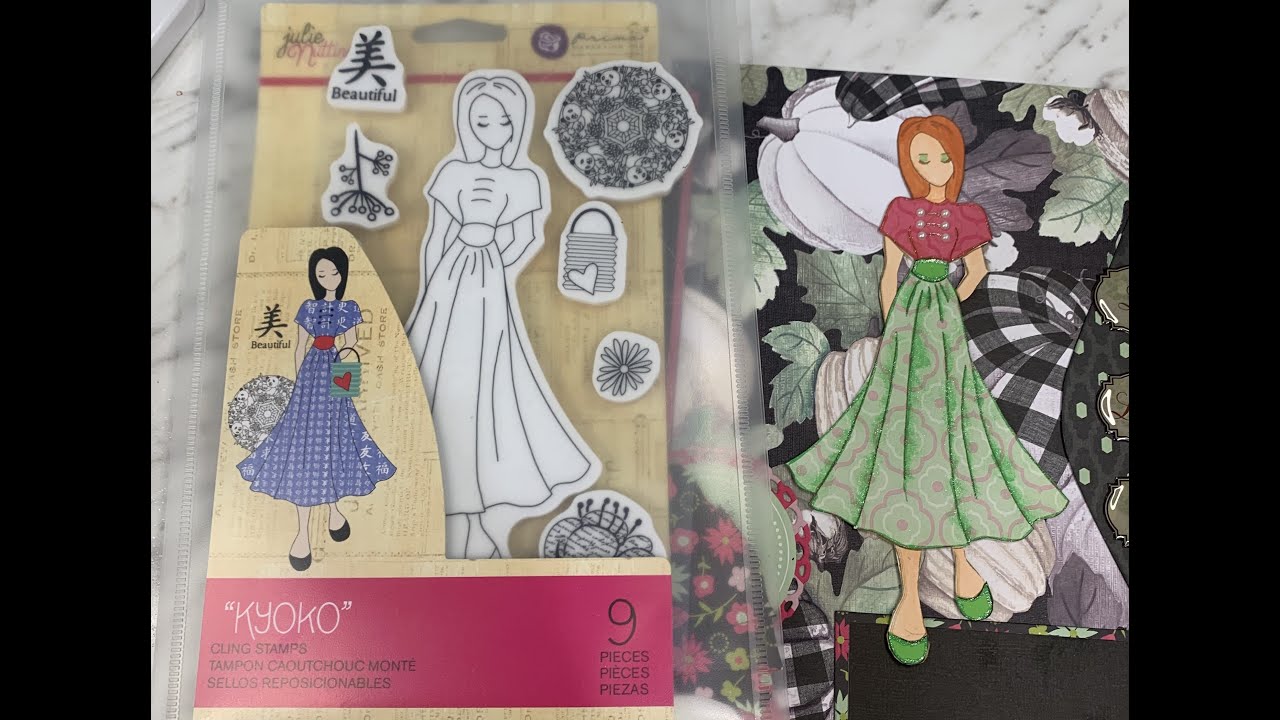 Scrapbooking using Julie Nutting Paper Doll Stamps Part 1