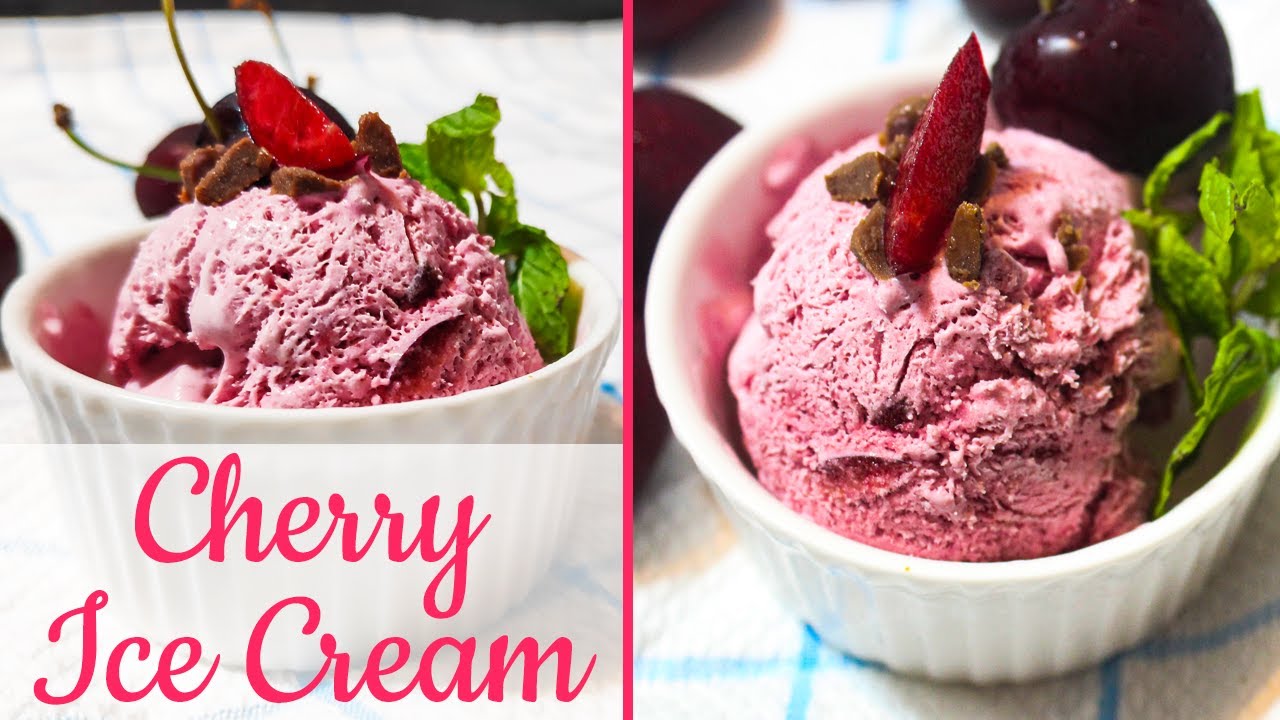 Cherry Ice Cream | Easy Cherry Ice-cream Recipe | No-Churn, Eggless Ice Cream recipe