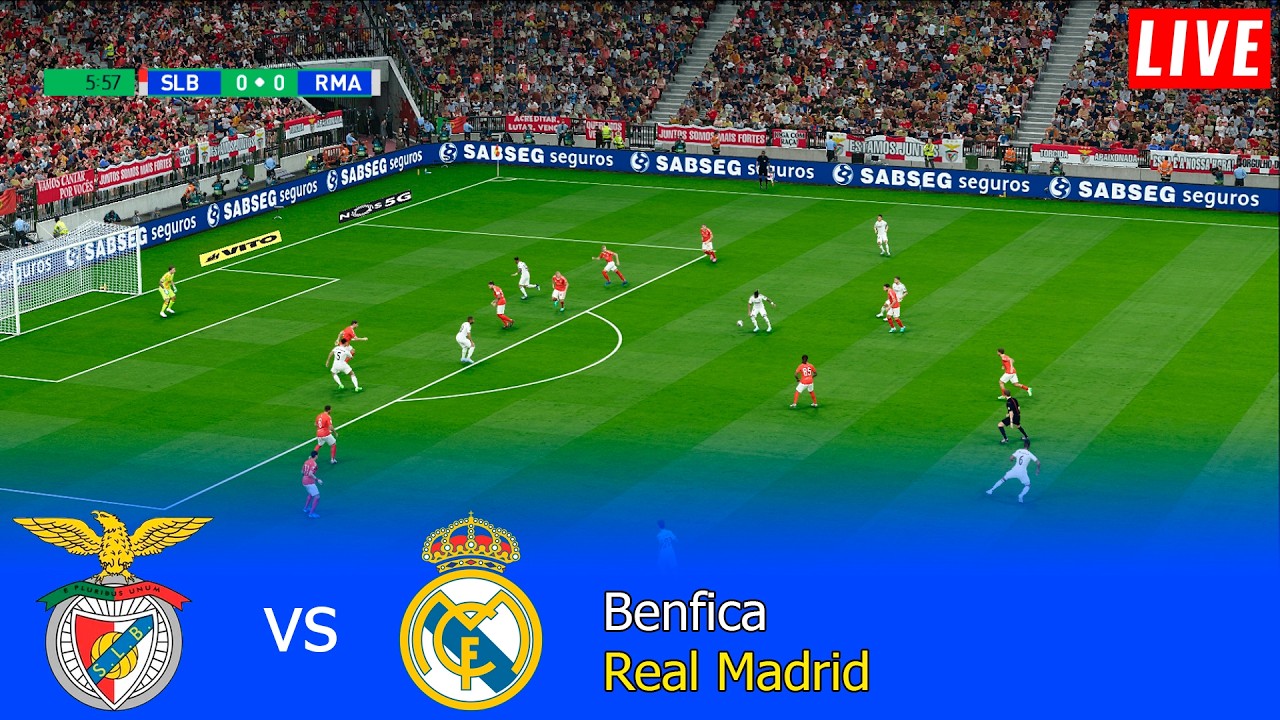 LIVE : Benfica vs Real Madrid - UEFA Champions League 2026 / Full Match All Goals / PES 21 Gameplay