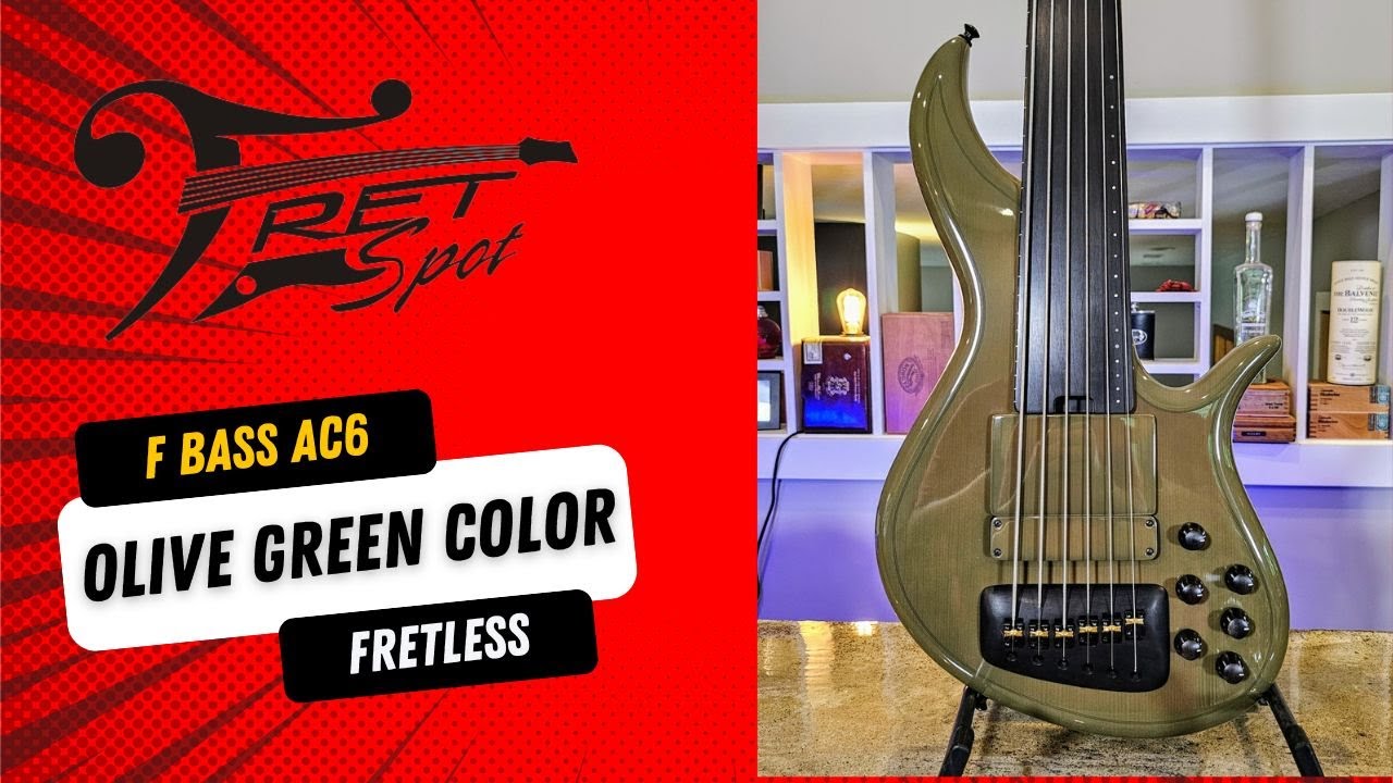 F Bass AC6 Fretless: Stunning Transparent Olive Green!