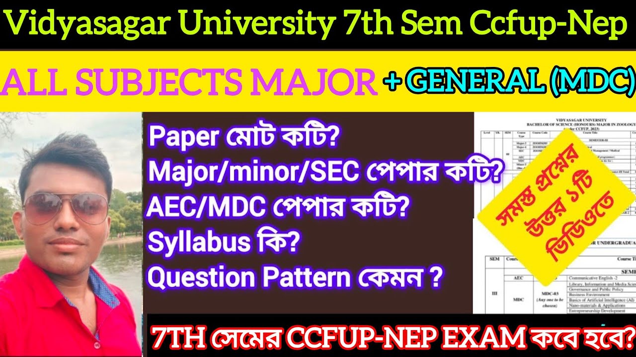Vidyasagar University 7th Sem Syllabus 2026 || Vidyasagar University 7th Semester Exam Date 2026