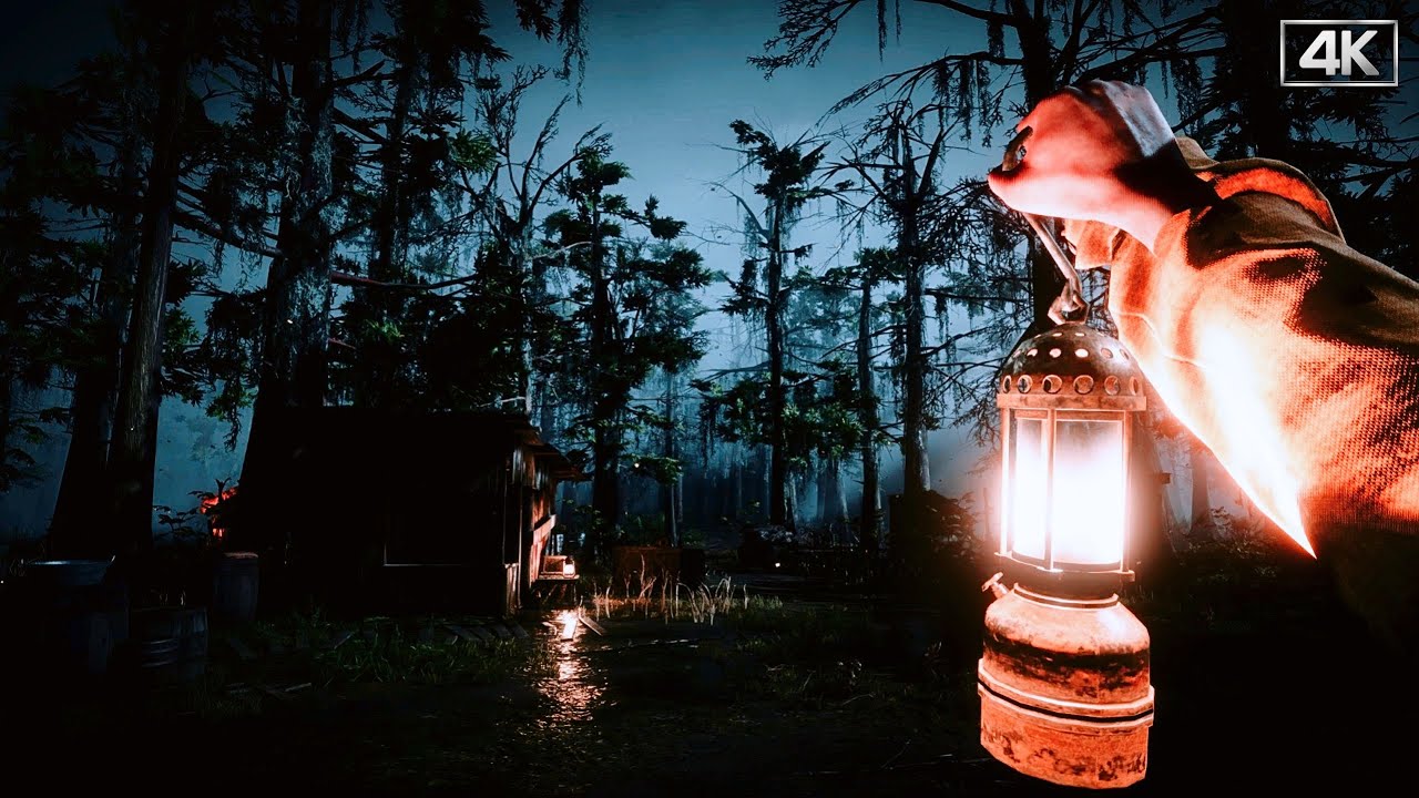 Relax Night Walk in Haunted Forest ( First Person View ) | RDR 2 Relax Walking