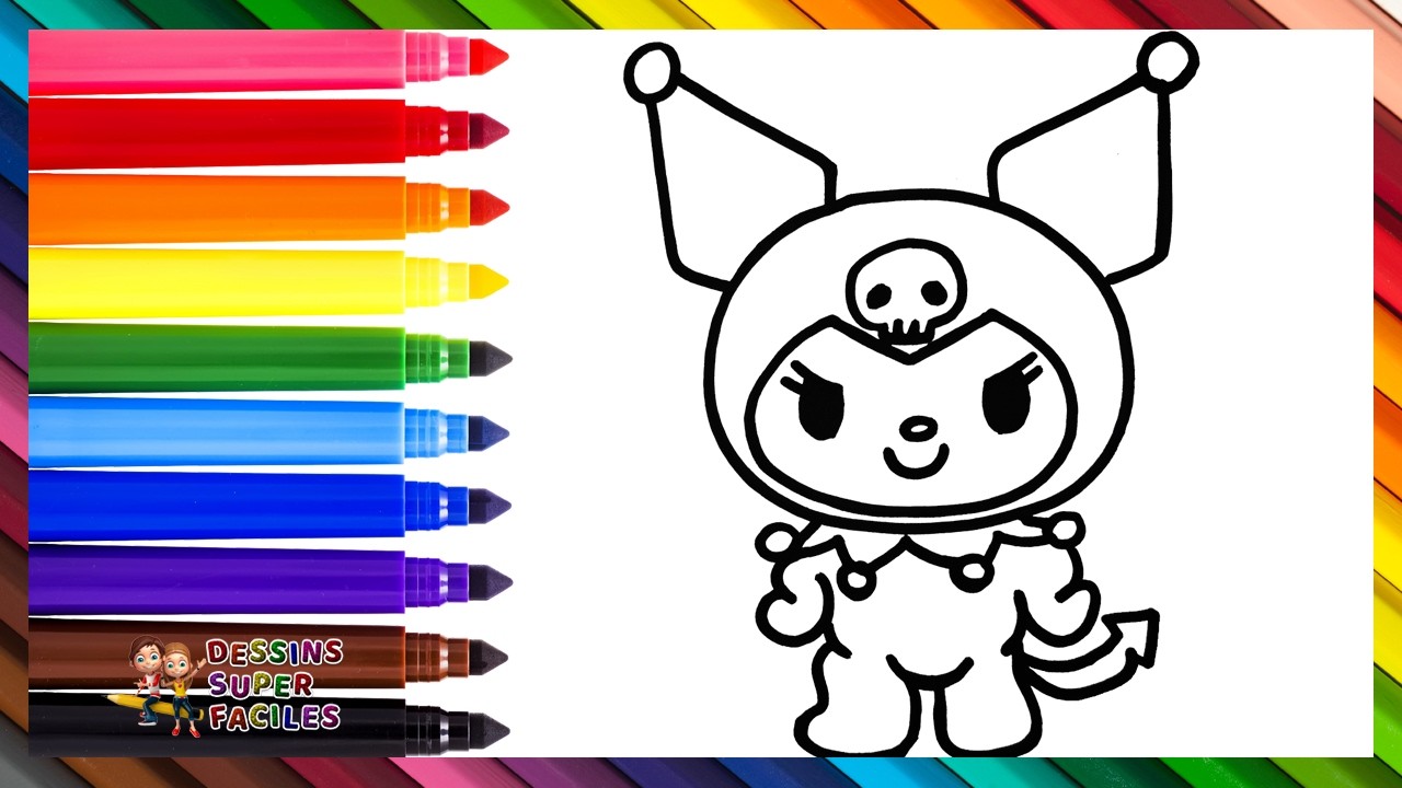 Dessine Et Colorie Kuromi 🐰🖤💀🎀❤️🧡💛💚💙💜 Dessins Pour Enfants