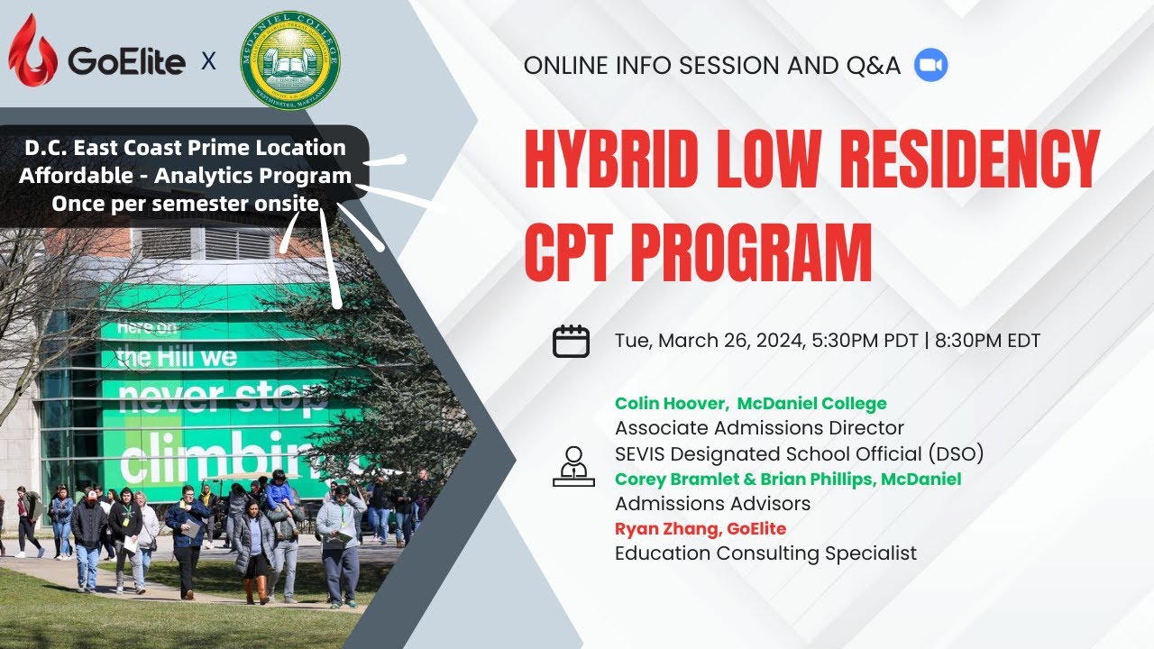 McDaniel College X GoElite | Hybrid Low Residency Program Info Session