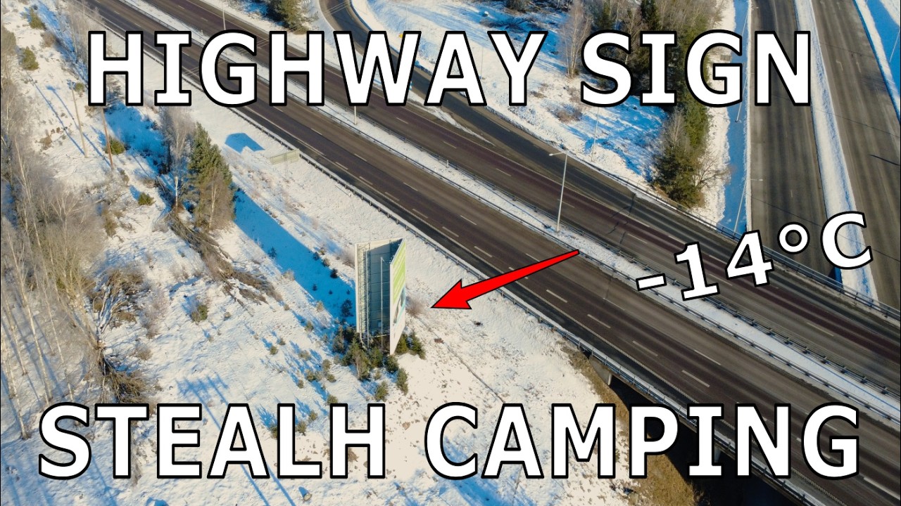 Stealth camping behind a highway sign
