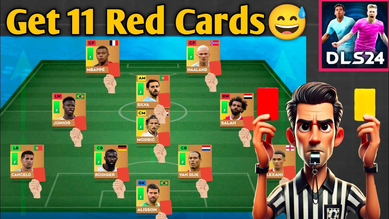 Can You Get 11 Red Cards In DLS 24? 🤔 Dream League Soccer 2024
