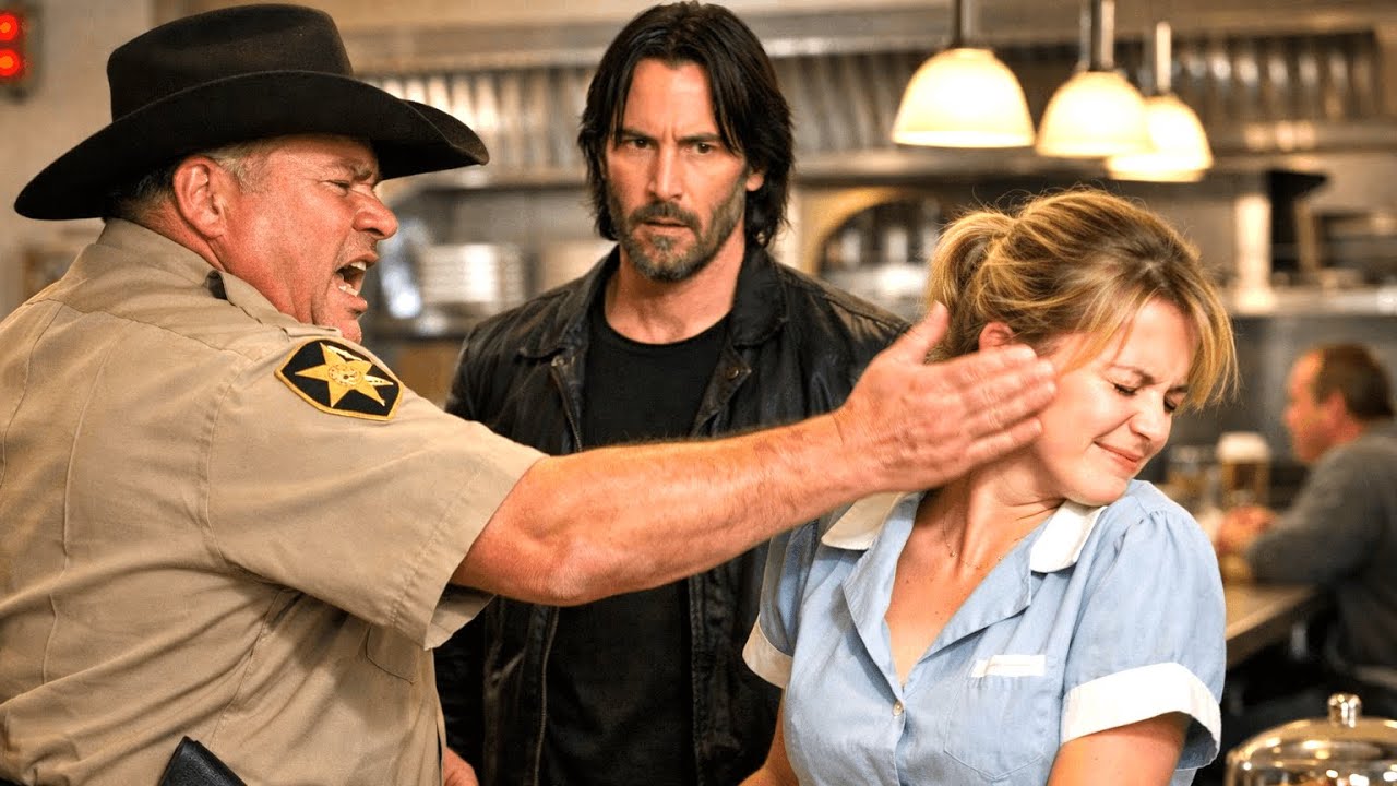 Corrupt Sheriff Strikes a Diner Waitress — Unaware Keanu Reeves Is Right Behind Him