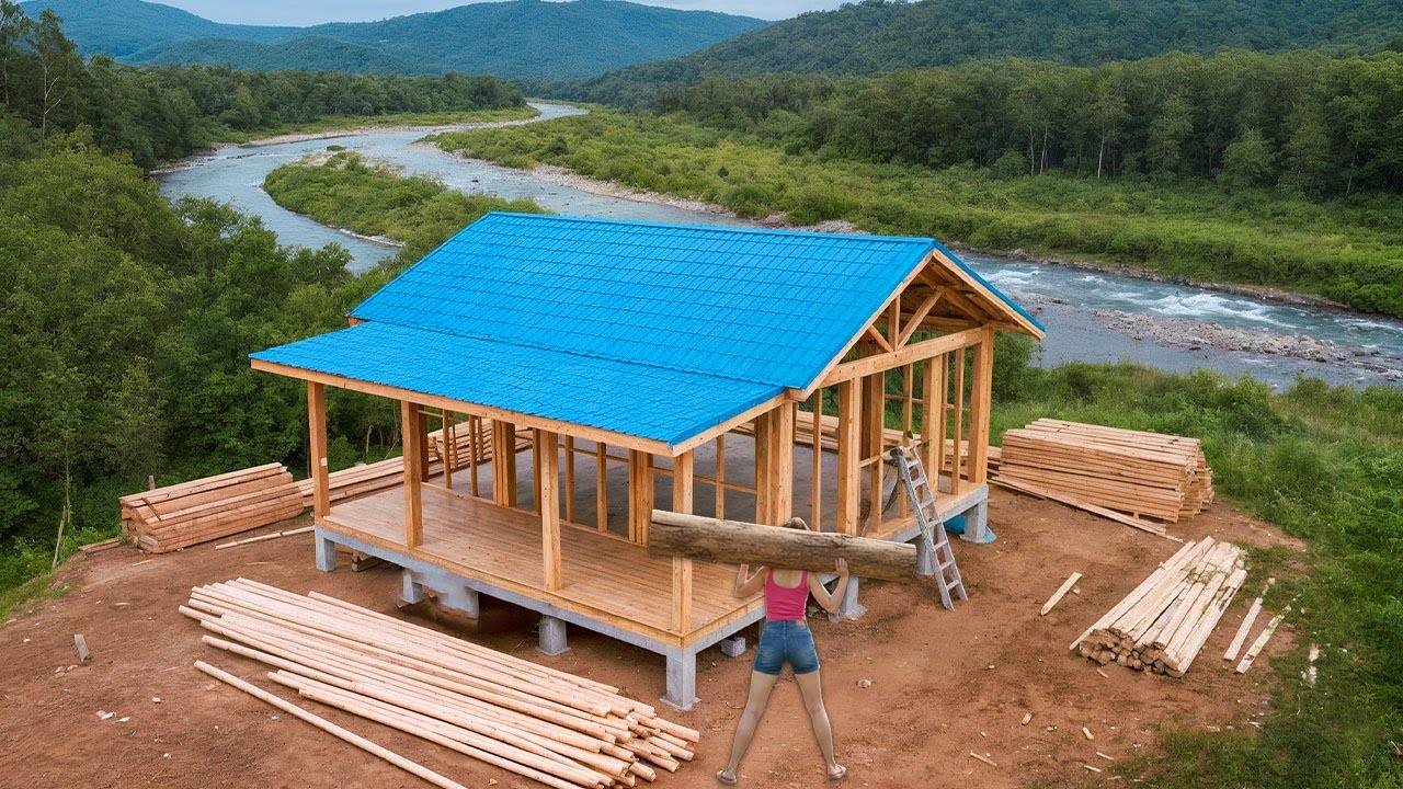 TIMELAPSE: That talented young woman built her dream villa in the highlands with her own hands.