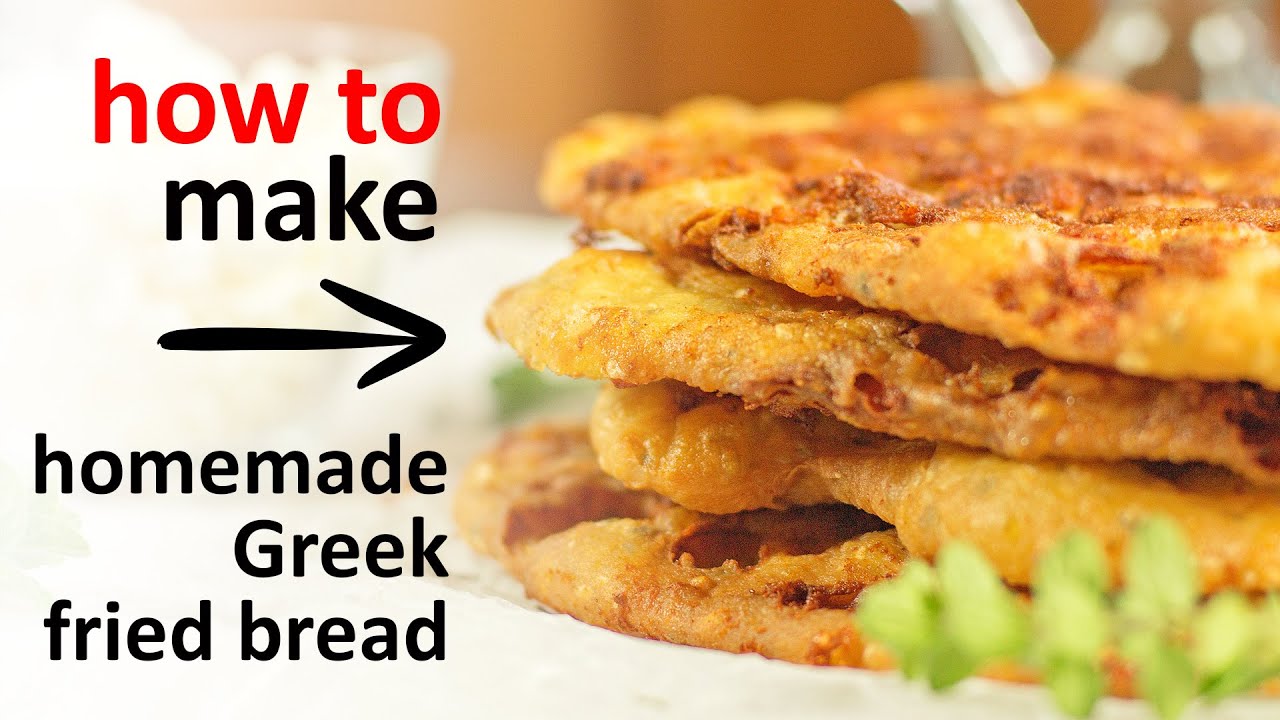 Easy Traditional Greek Fried Bread with Feta Cheese (Tiganopsomo)