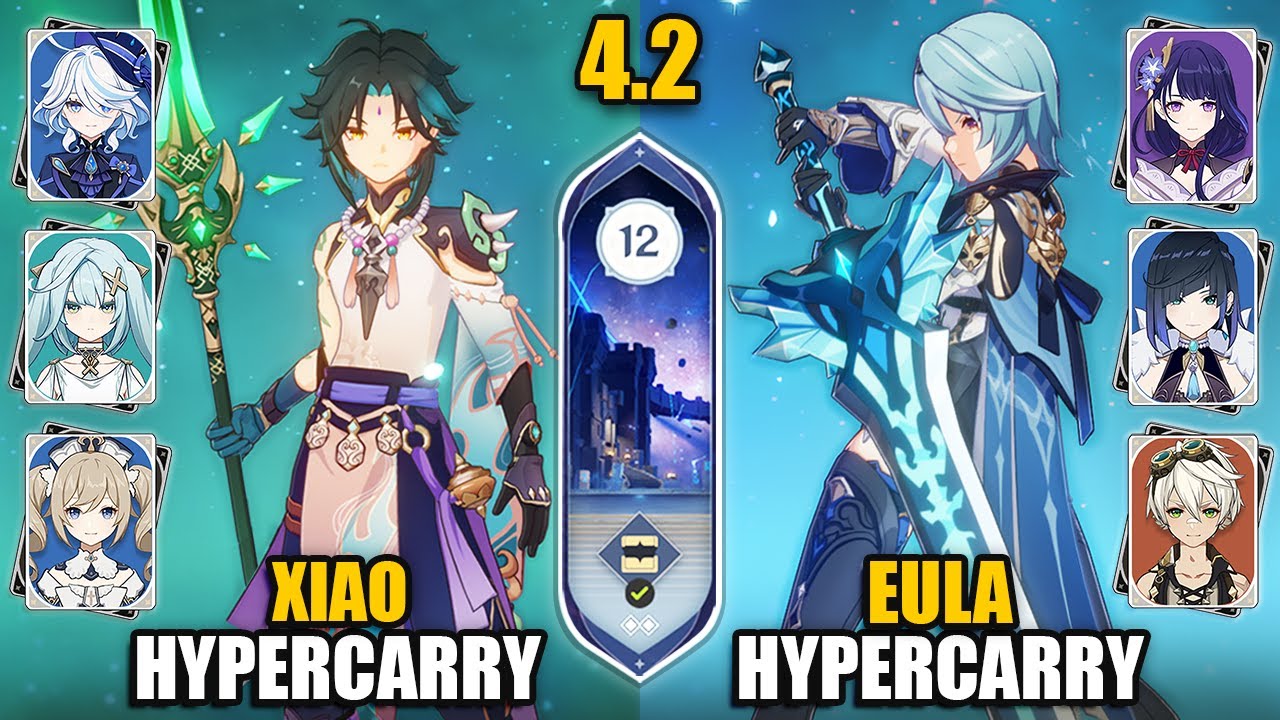 C0 Xiao Hypercarry & C0 Eula Hypercarry | Spiral Abyss 4.2 Floor 12 9 Stars | Genshin Impact