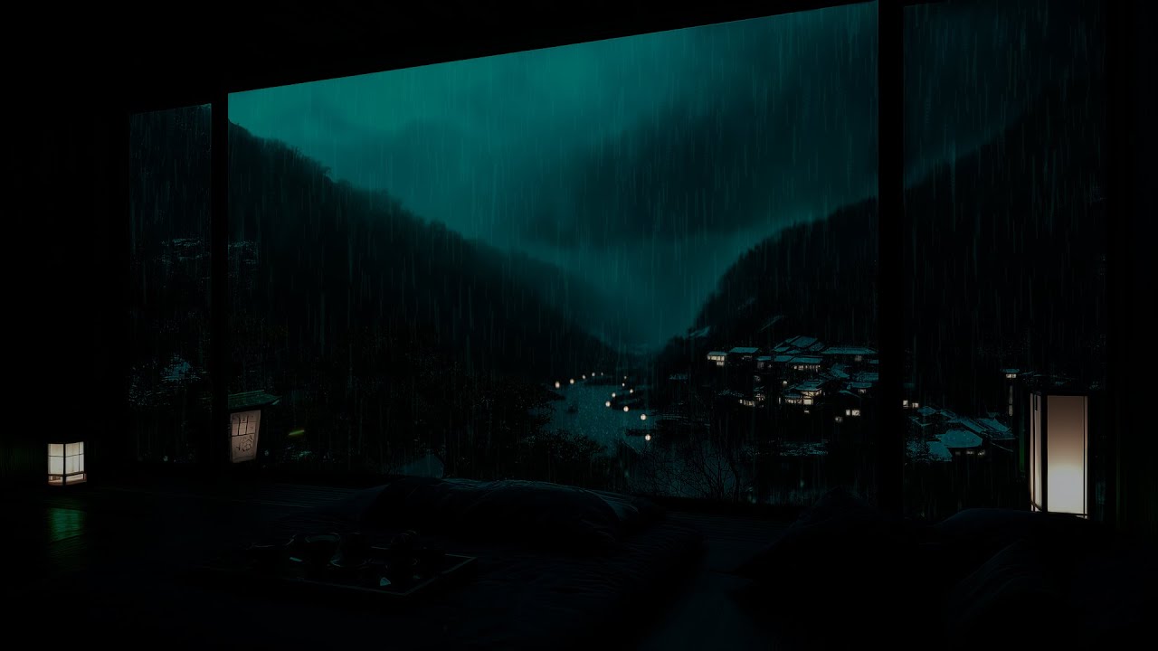 Peaceful Rain in a Snowy Village 🌧 (No Ads) | Calming Winter Ambience for Deep Sleep & Relaxation
