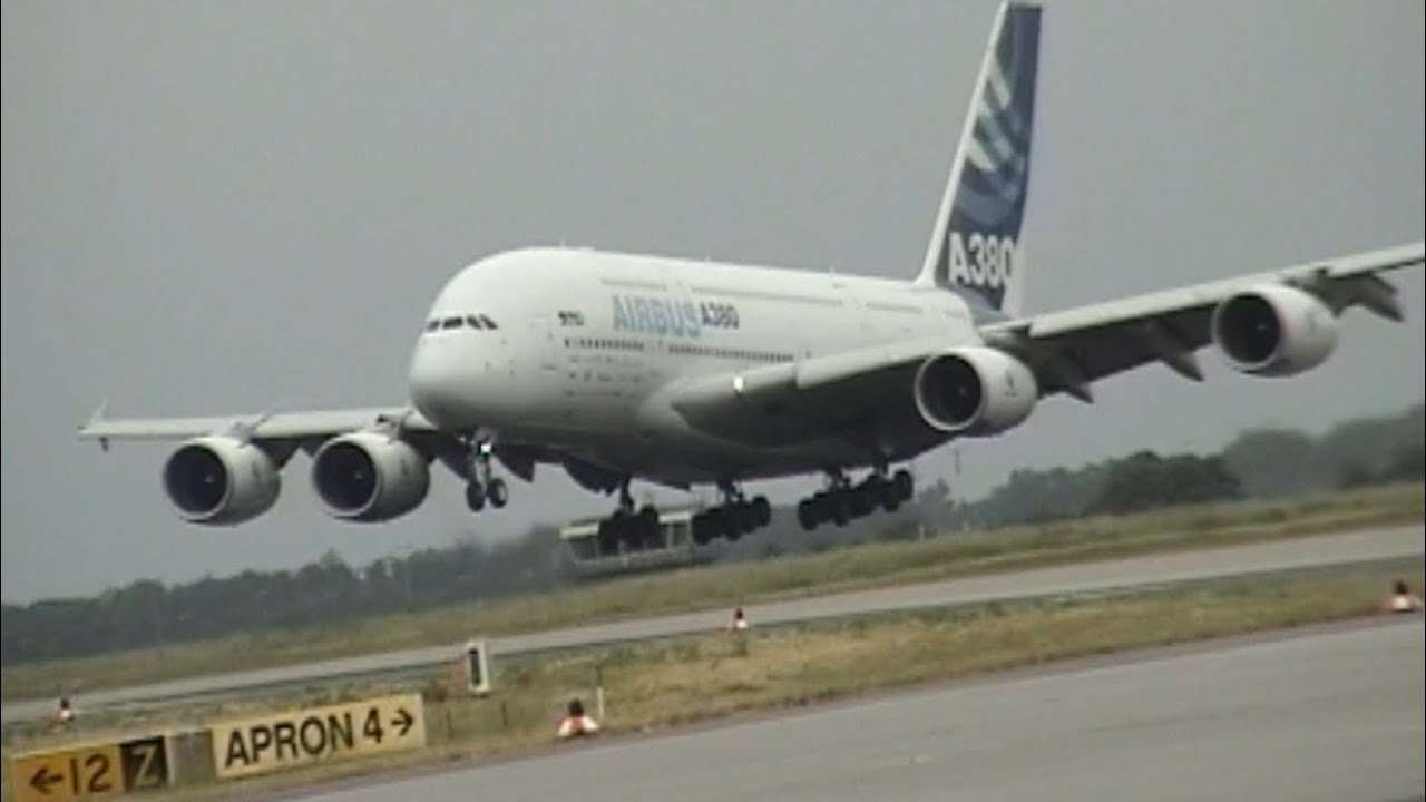 Takeoff and demonstration flight of the A380  #a380 #ila #planespotting 