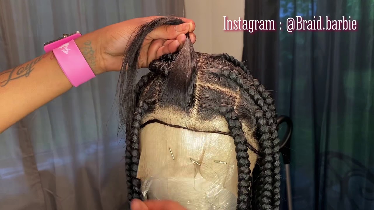 EASY WAY TO DO LARGE KNOTLESS BOX BRAIDS ON A FULL LACE WIG 👏🏽