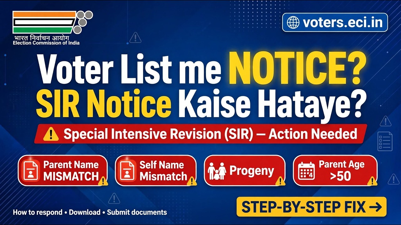 Voter List Me NOTICE Aaya? Parent Name Mismatch, Progeny, Age Difference 50 SIR Notice 2025