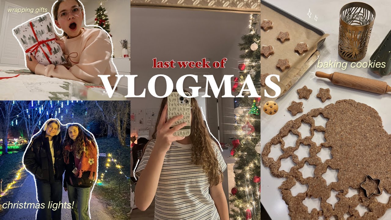 VLOGMAS WEEK 4 | baking cookies, wrapping presents, Christmas lights
