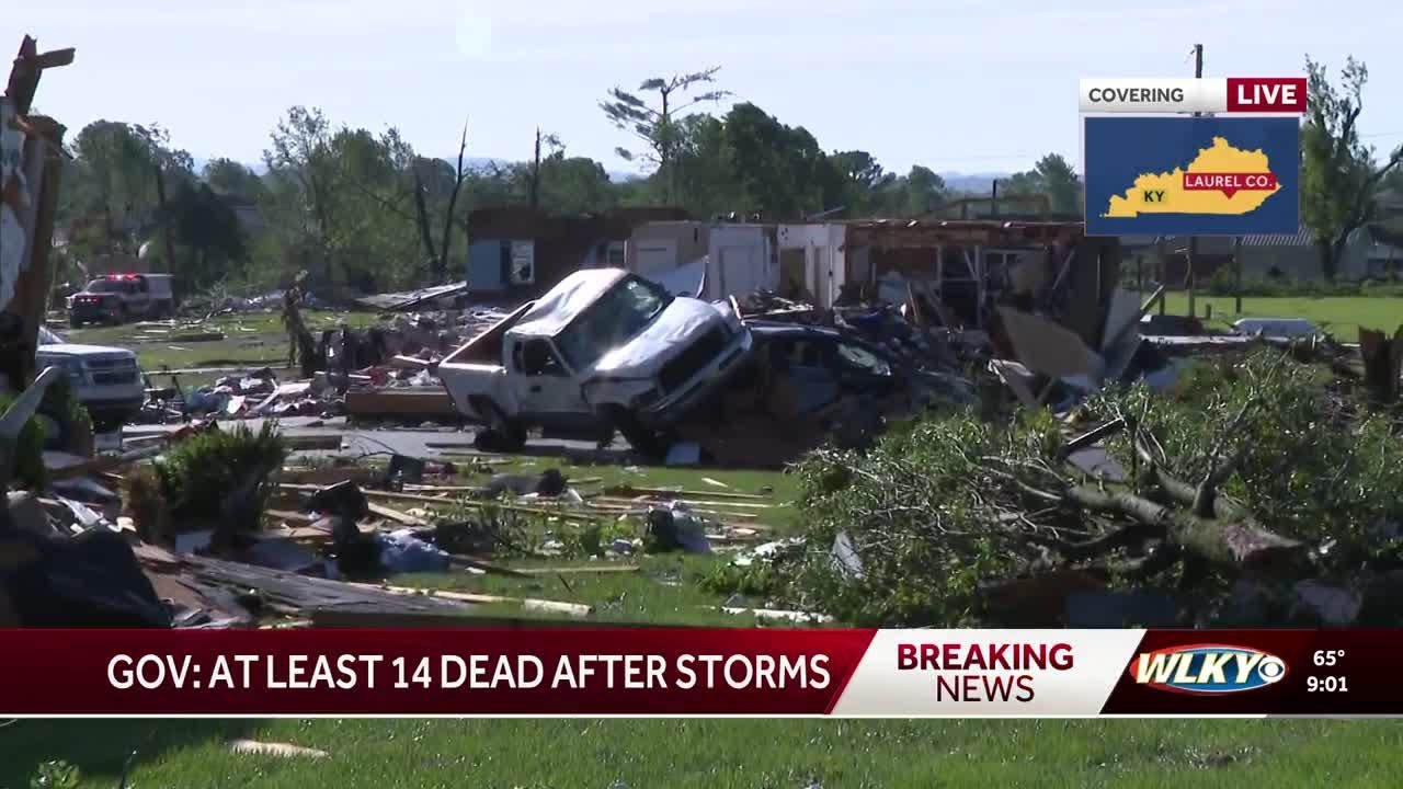 Tornadoes, strong storms leave at least 14 dead in Kentucky | 9 a.m. Saturday