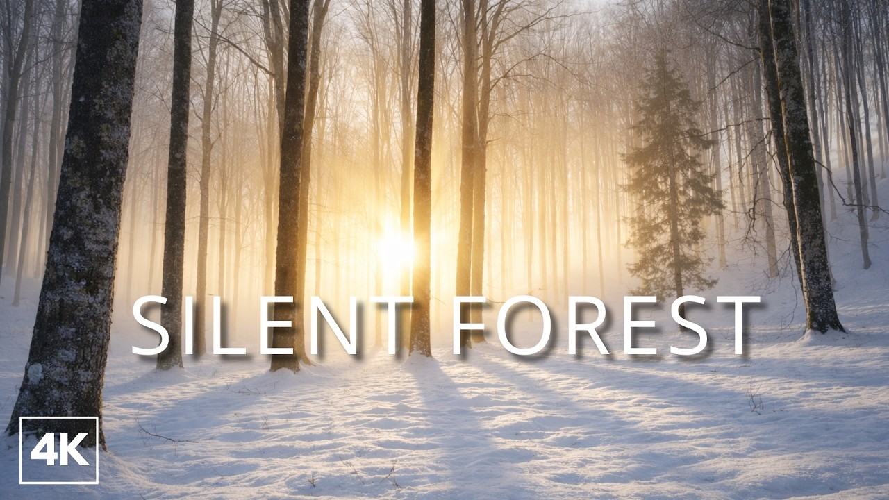 Relaxing Winter Forest Sounds with Flowing Water