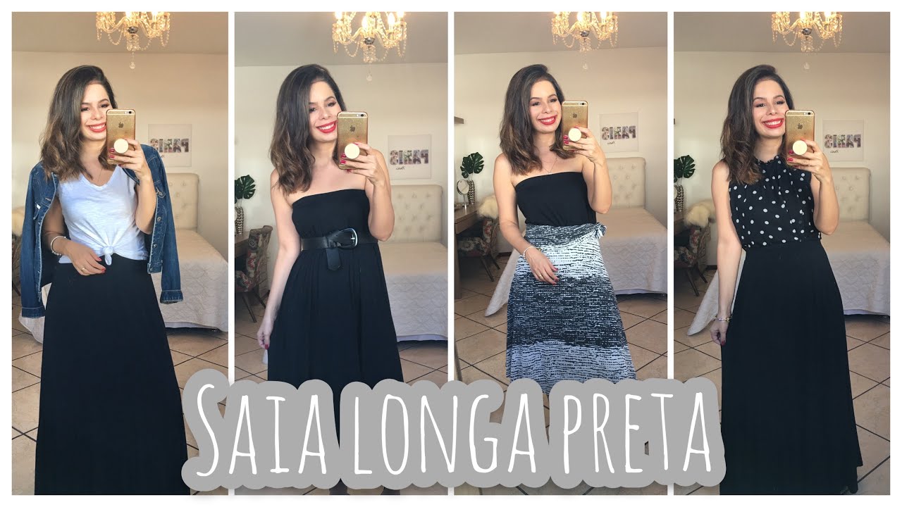 #1PEÇA7LOOKS - COMO USAR SAIA LONGA PRETA