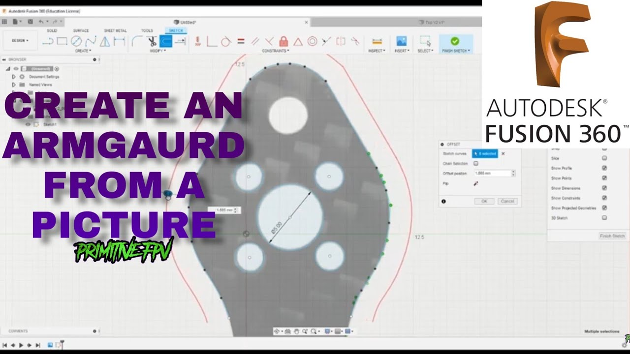 How To Make An Arm Guard From A Picture - Fusion 360 Tutorial